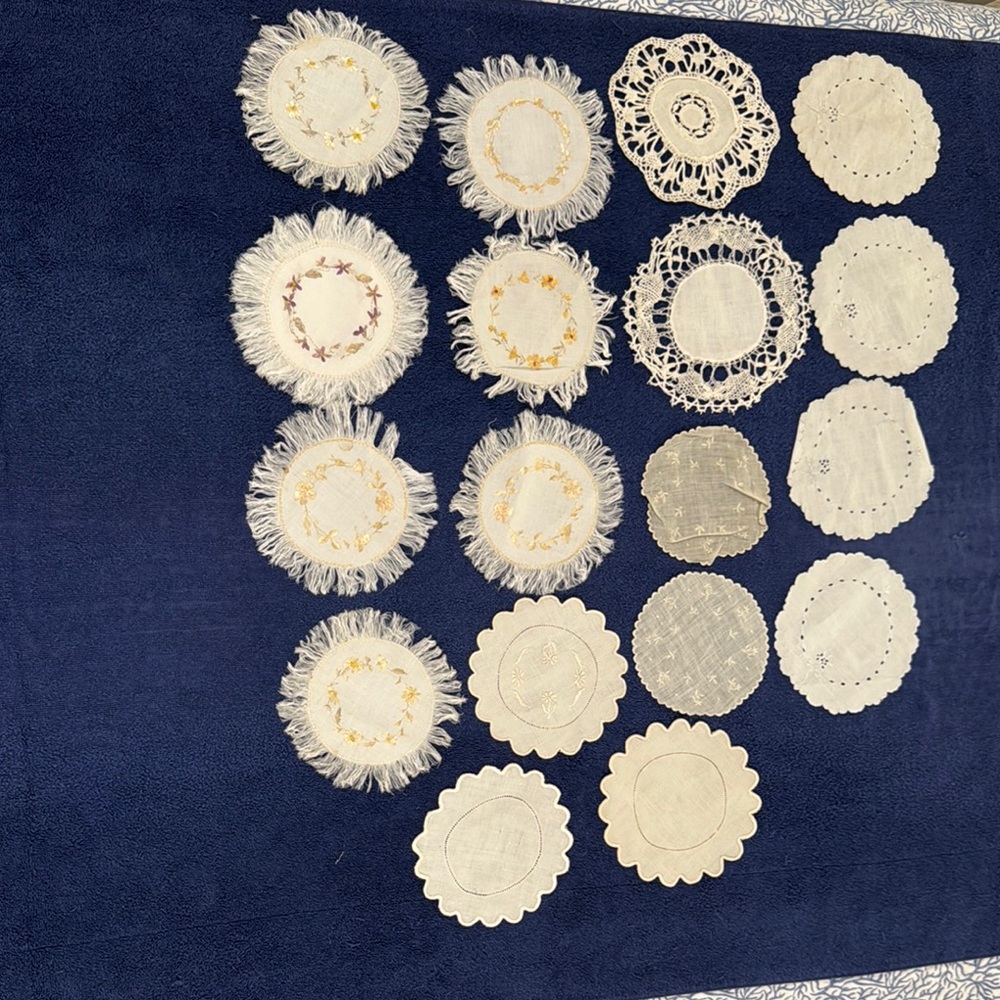 Elegant Vintage Cream Lace Doilies Set